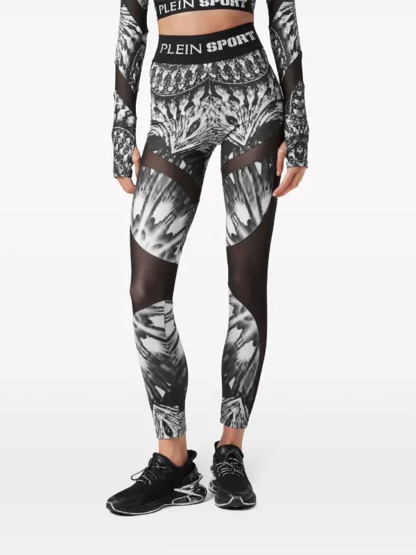 Plein Sport abstract print Skinny Leggings Black FARFETCH AU