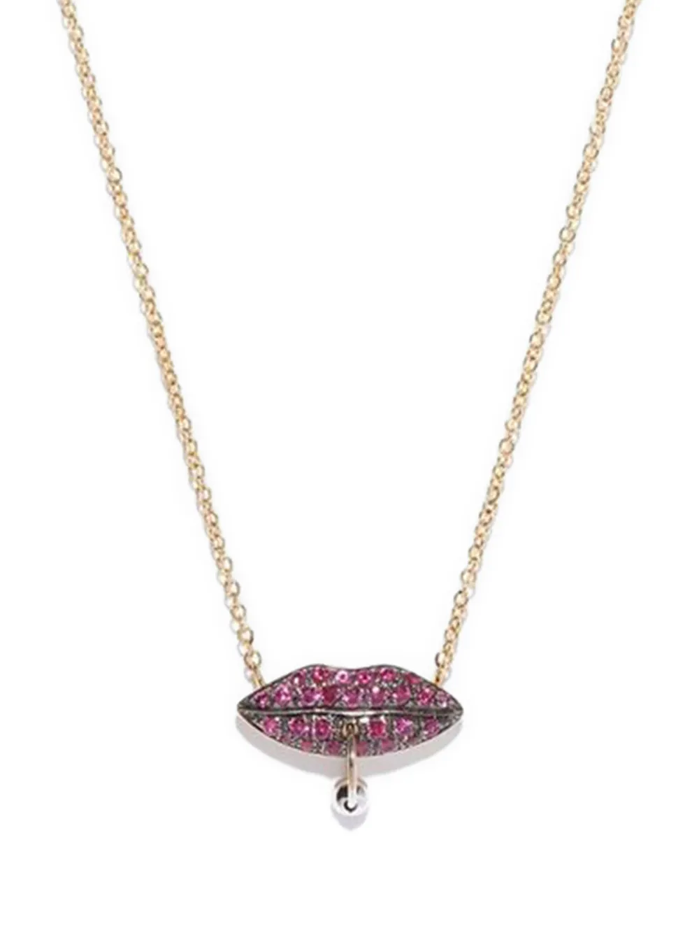 Delfina Delettrez lips-pendant ruby necklace - Gold