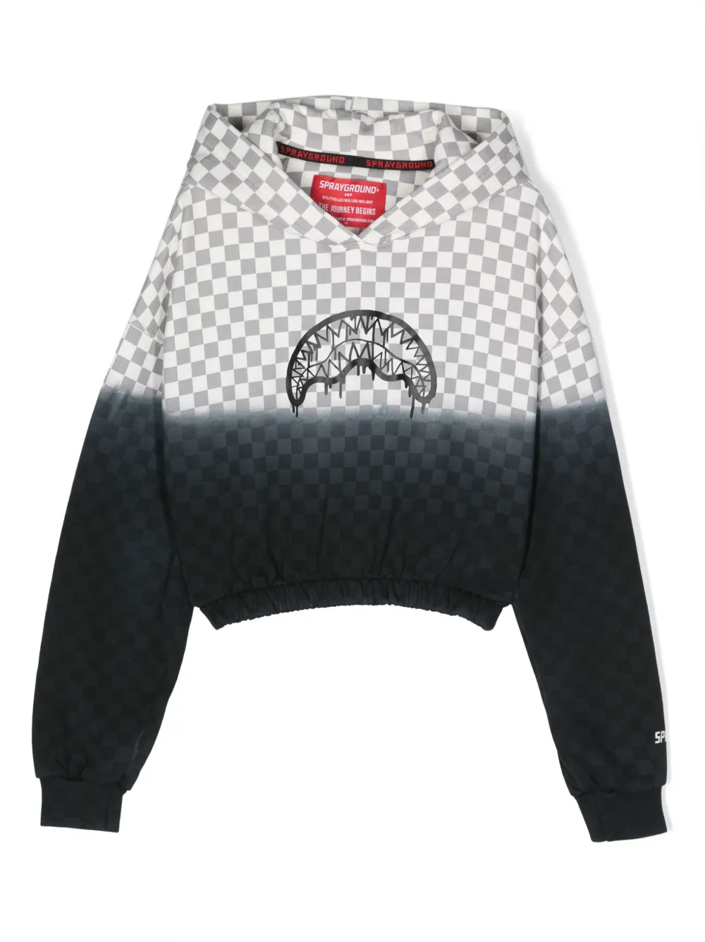 Sprayground Kid Kids' Checkerboard-print Cotton Hoodie In Black