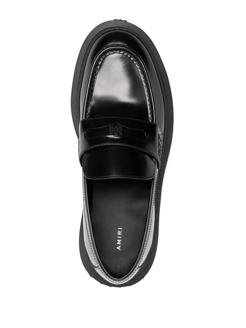 Shop Amiri Logo-plaque Leather Loafers In Black