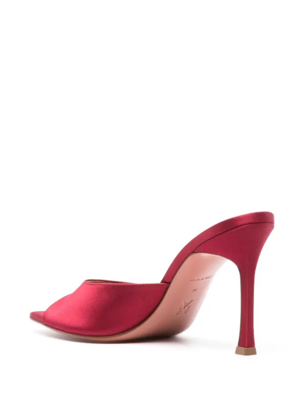 Red satin hot sale mules