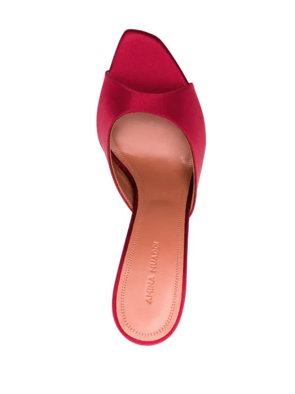 Red satin mules cheap
