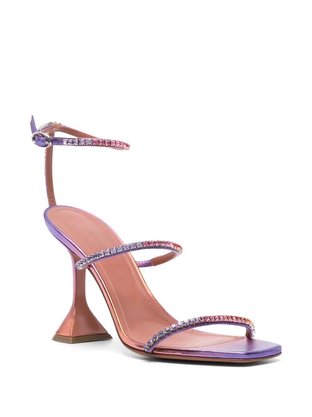 Shop Amina Muaddi Gilda 95mm Embellished Leather Sandals In Purple
