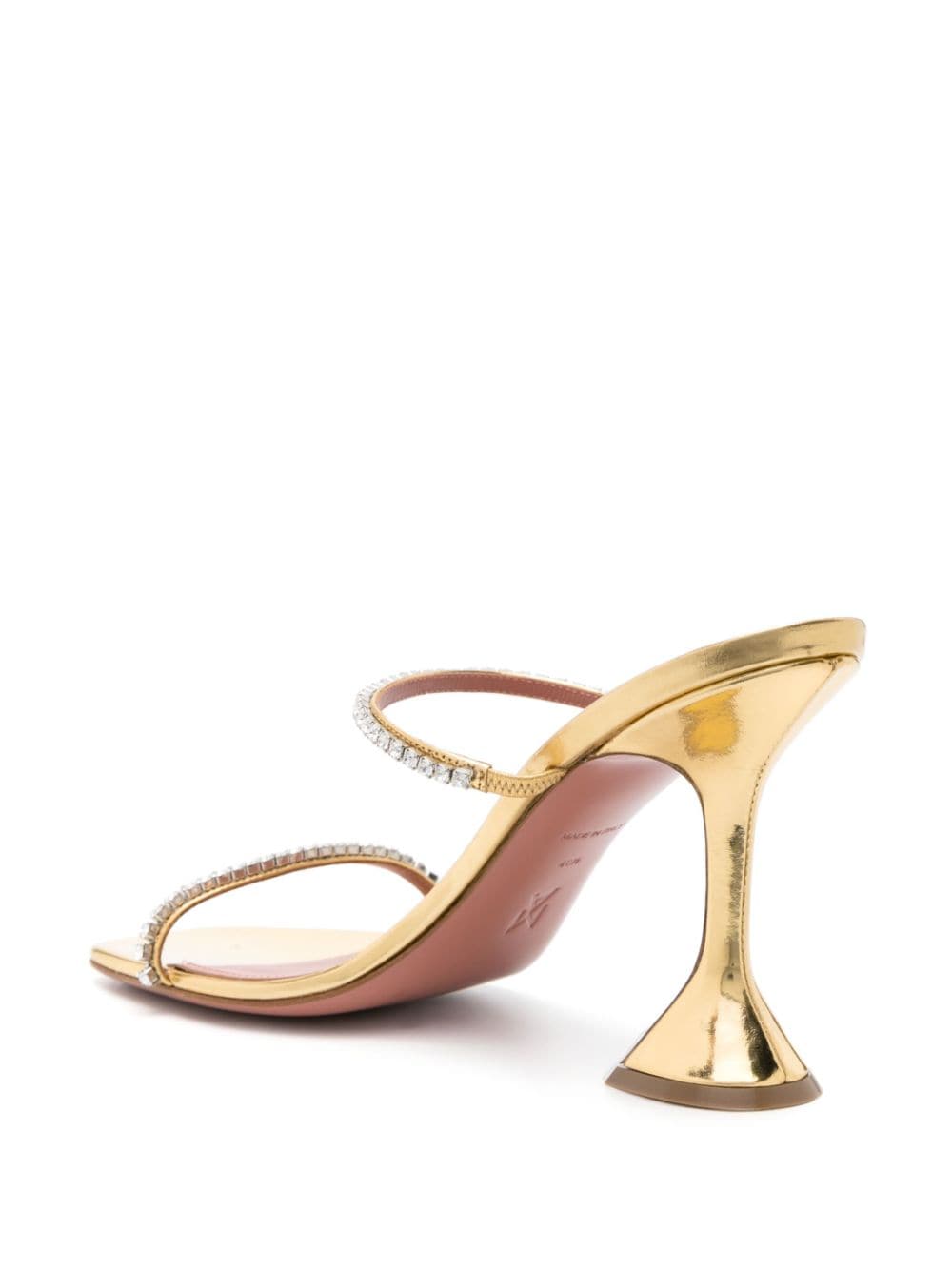 Shop Amina Muaddi Gilda Mirror 95mm Mules In Gold