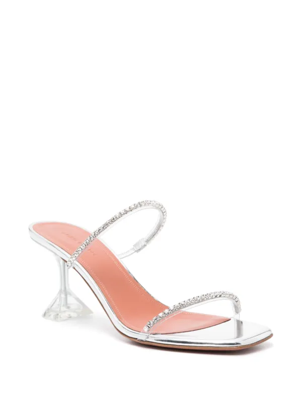 サンダル・ミュール Amina Muaddi Gilda Satin Sandals Gilda 95 embellished PVC sandals in yellow - Amina Muaddi