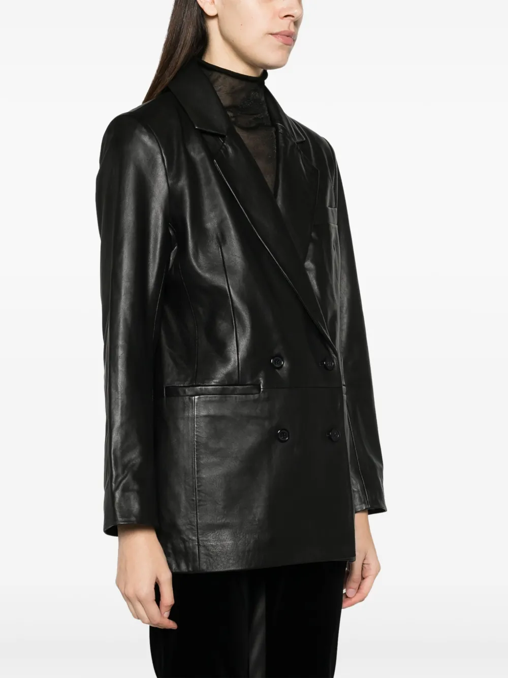 Reformation Veda Leather Dalia Relaxed Blazer In Black