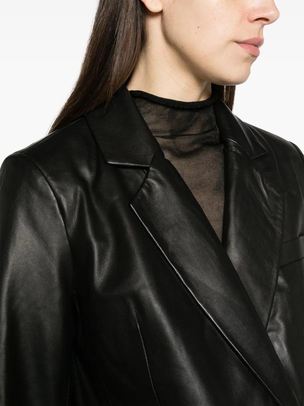 Reformation Veda Leather Dalia Relaxed Blazer In Black