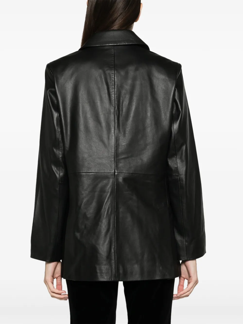Reformation Veda Leather Dalia Relaxed Blazer In Black