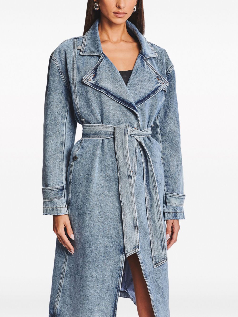 Shop Retroféte Dakota Belted Denim Jacket In Blue