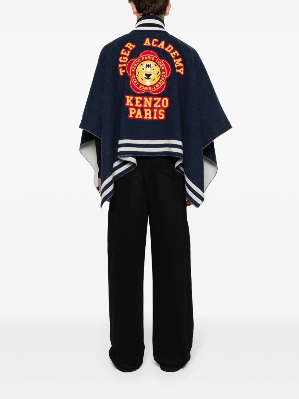 Shop Kenzo Logo-patch Buttoned Cape In Blue