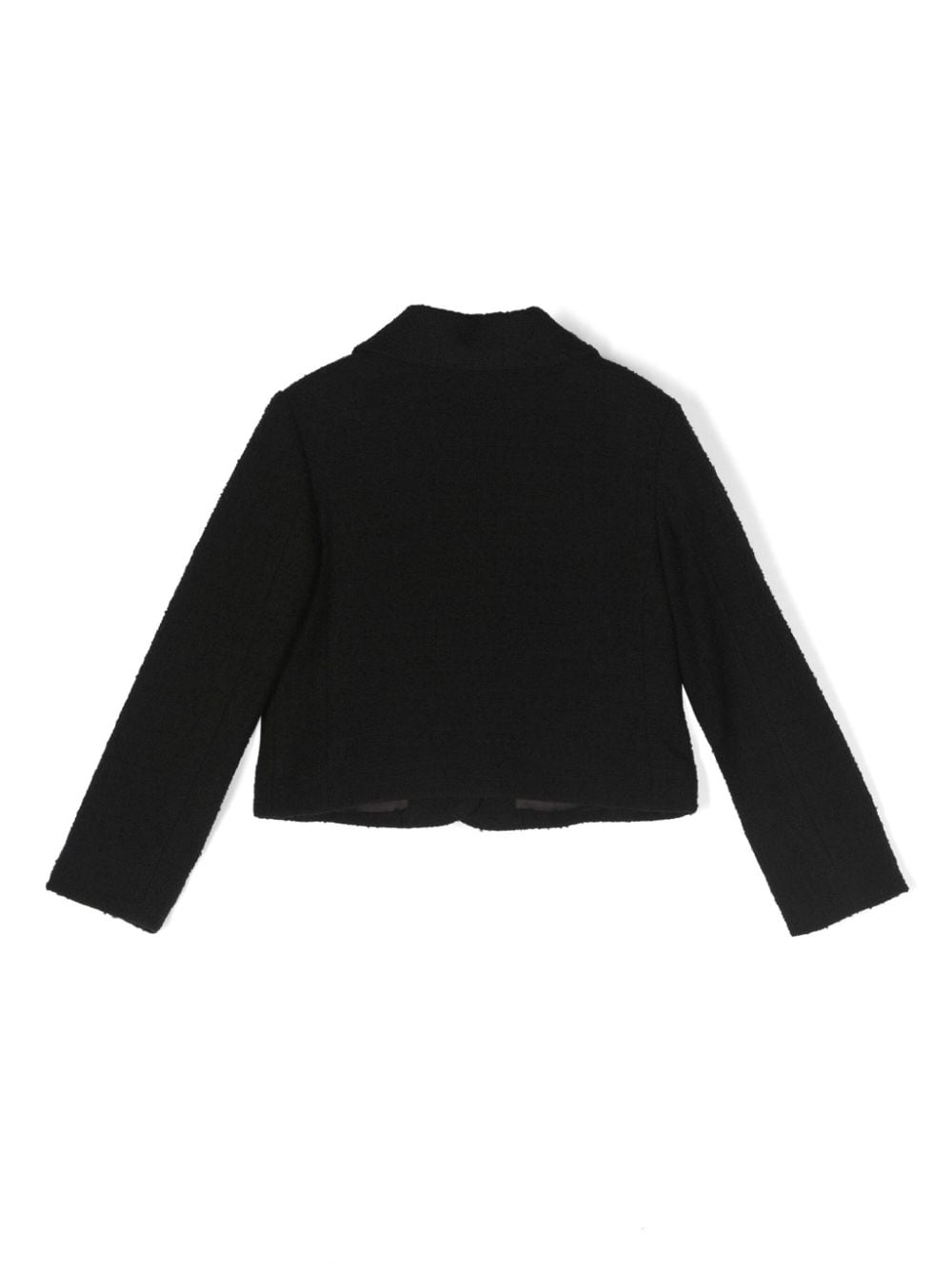 Shop Moschino Cropped Wool-blend Tailored Jacket In Black