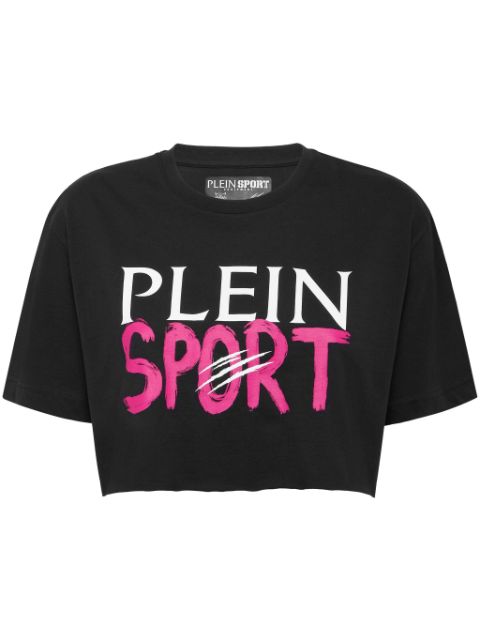 Plein Sport 로고 프린트 크롭 티셔츠