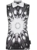 Plein Sport logo-print sleeveless polo top - Black
