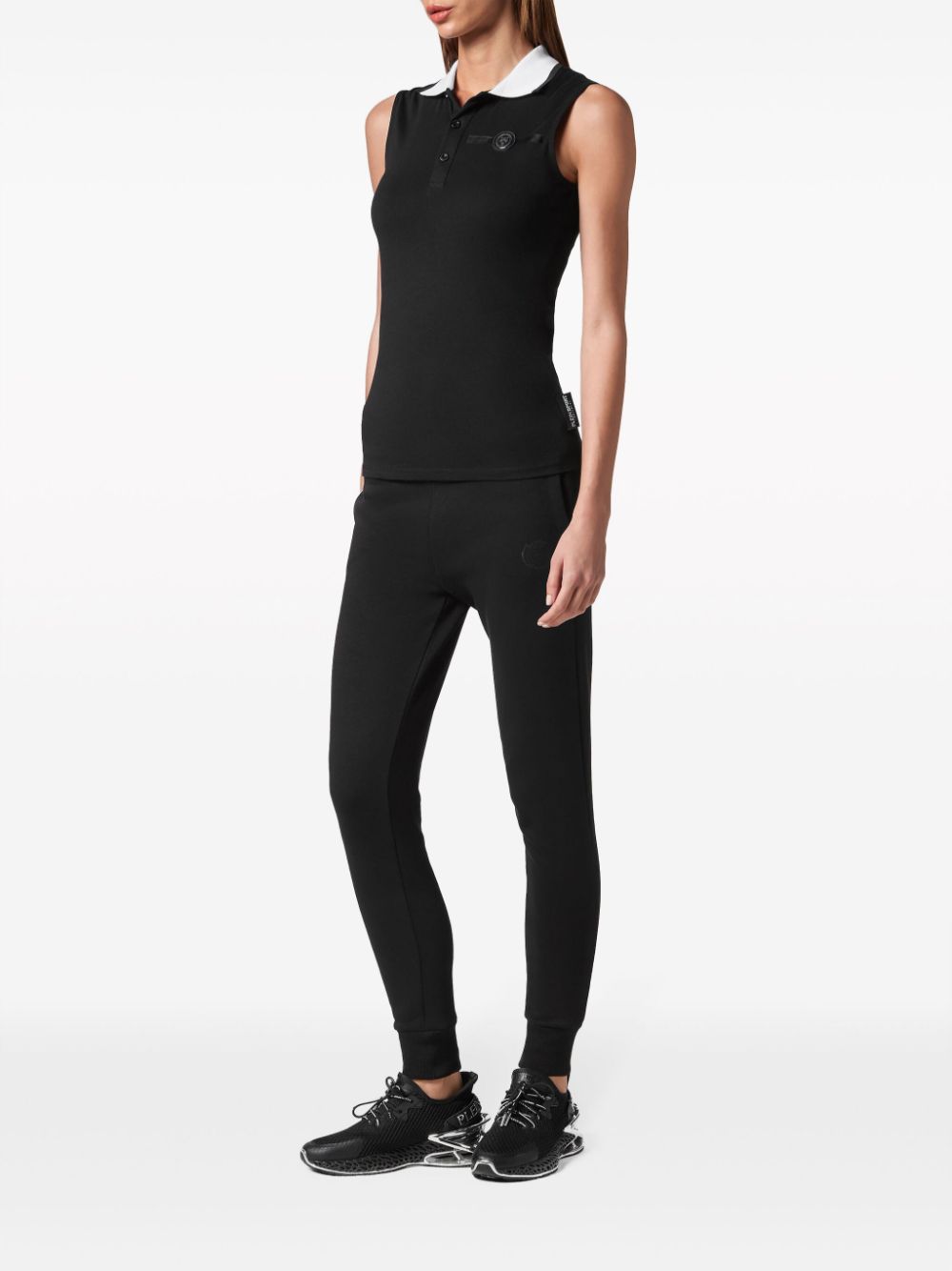 Shop Plein Sport Sleeveless Polo Top In Black
