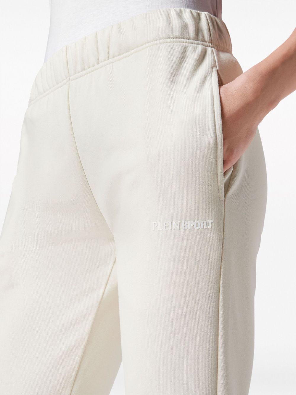Shop Plein Sport Logo-embossed Tapered Track Pants In 中性色