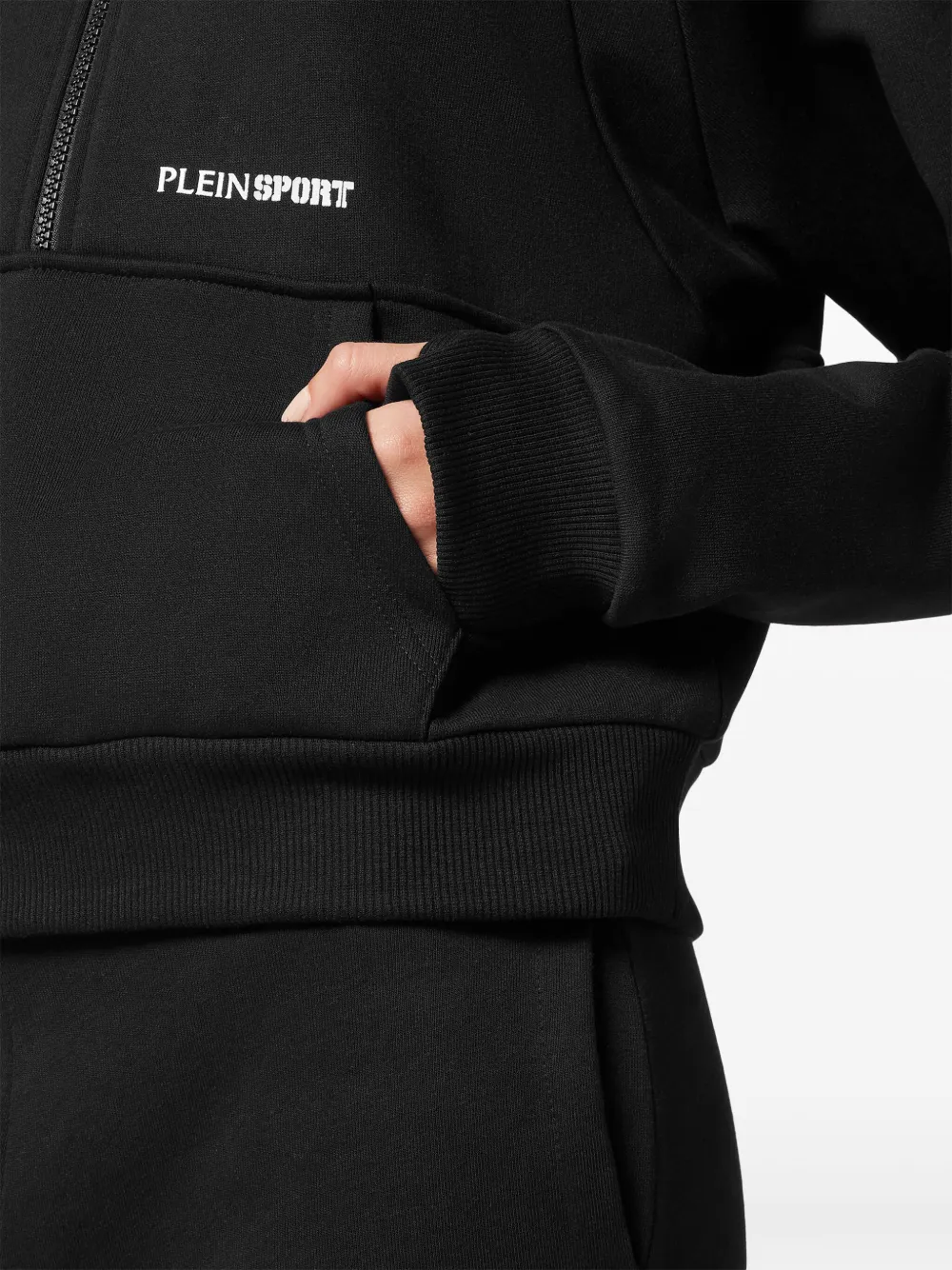 Shop Plein Sport Logo-print Half-zip Sweatshirt In Black