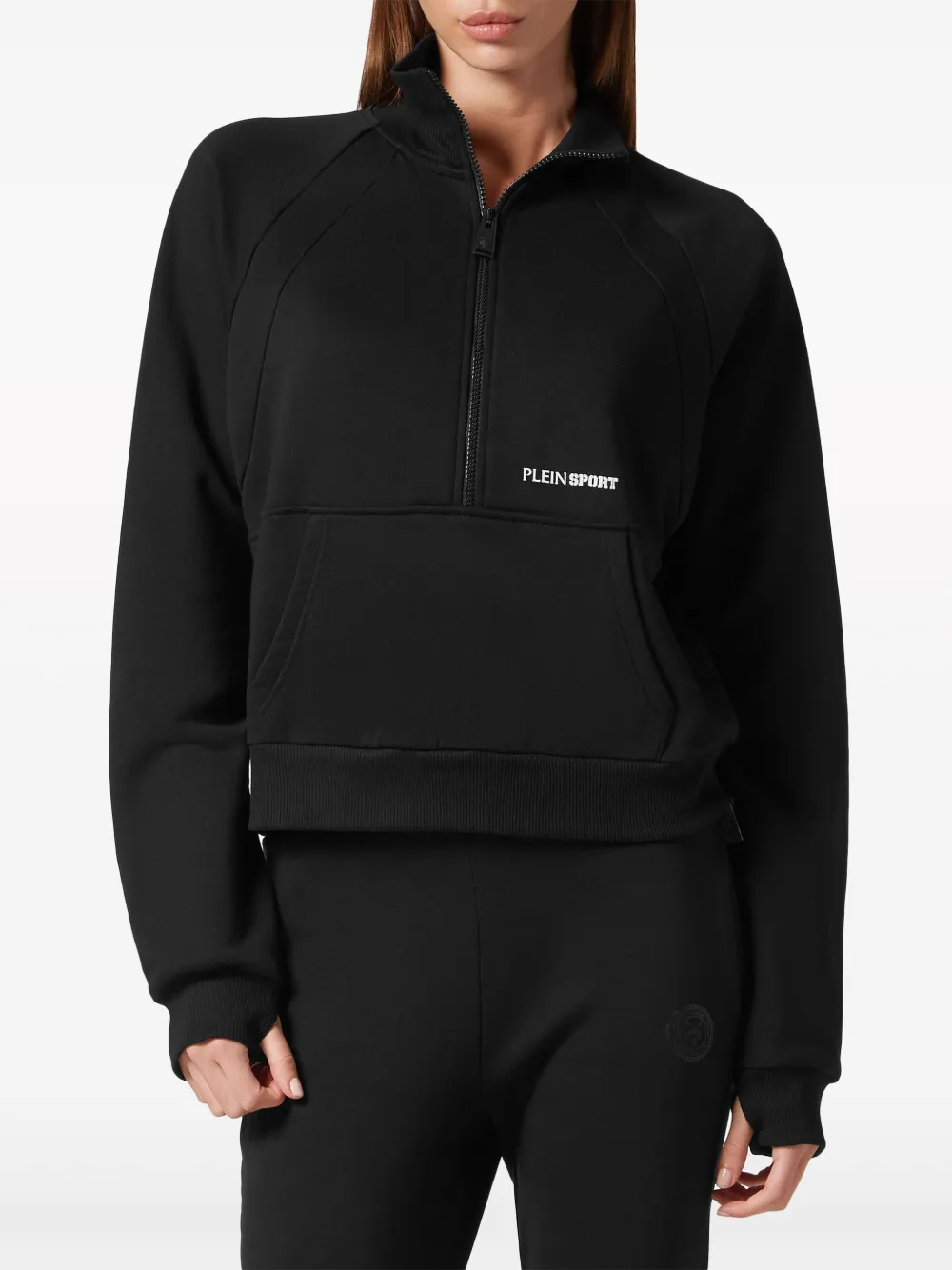 Shop Plein Sport Logo-print Half-zip Sweatshirt In Black