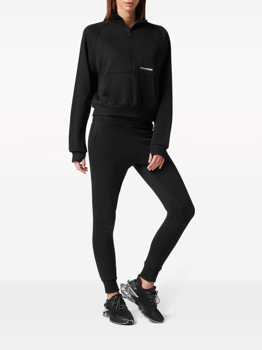 Shop Plein Sport Logo-print Half-zip Sweatshirt In Black