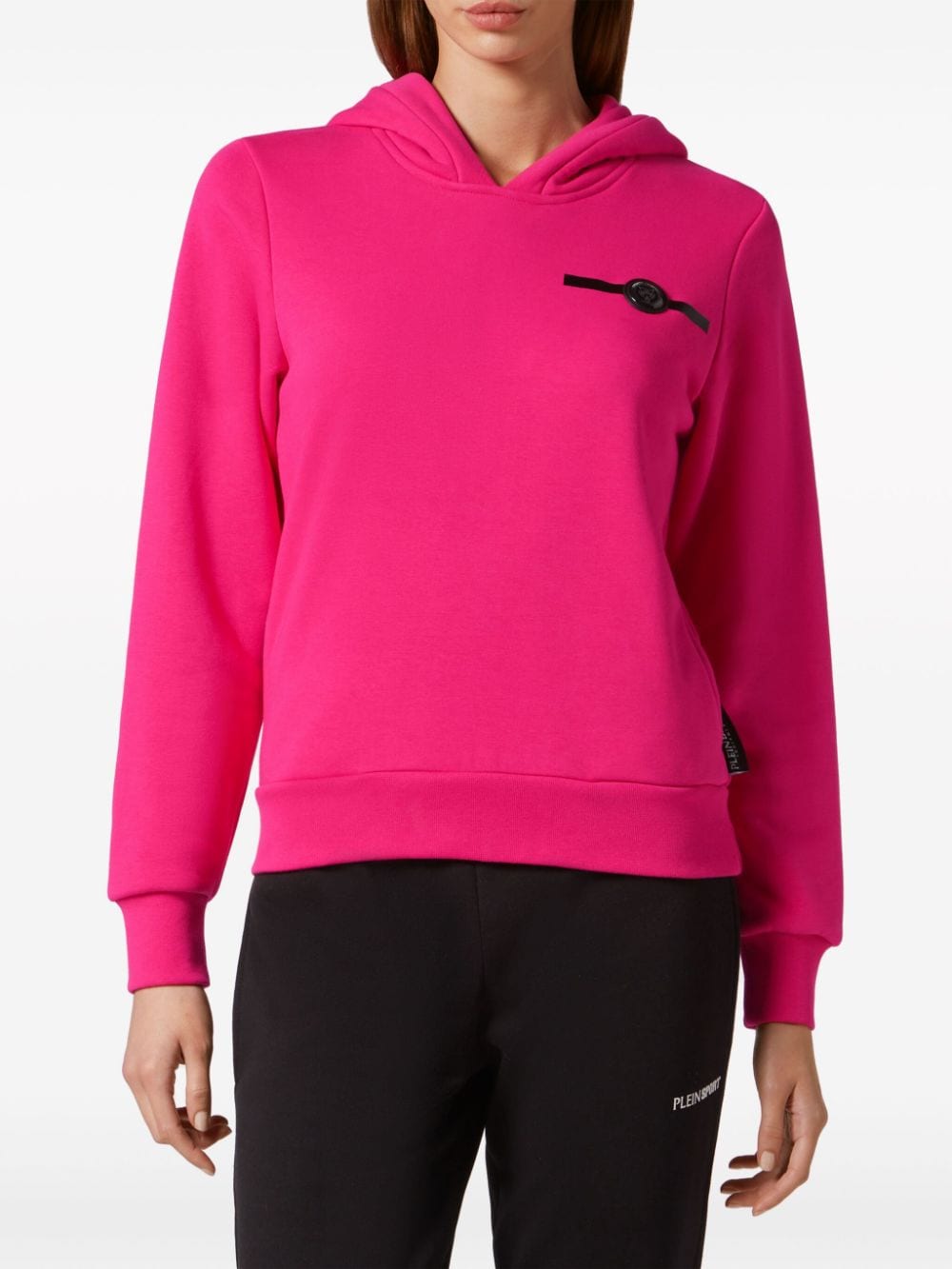 Shop Plein Sport Logo-appliqué Hoodie In Pink