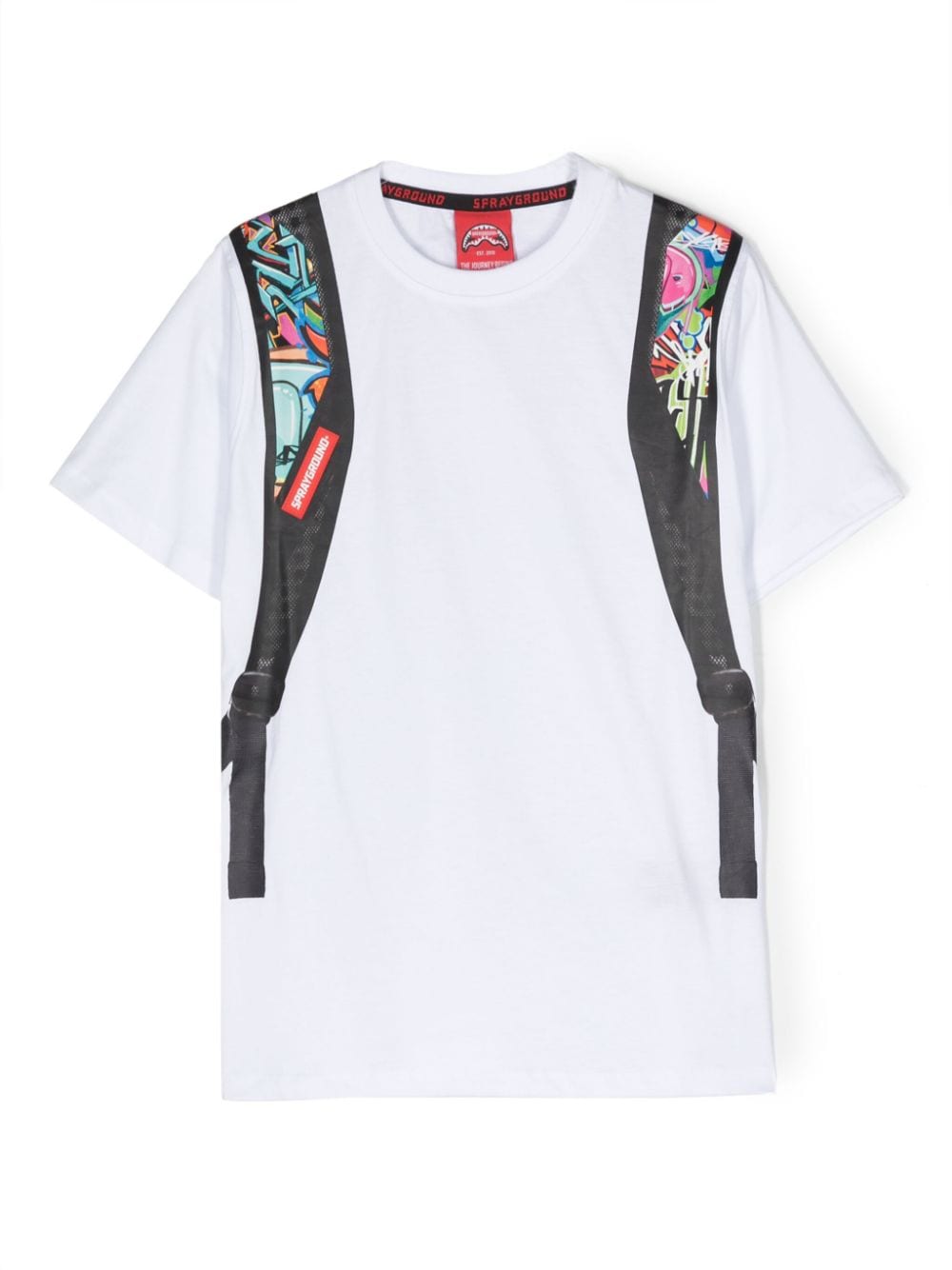 Sprayground Kid Kids' Graffiti Backpack Cotton T-shirt In White
