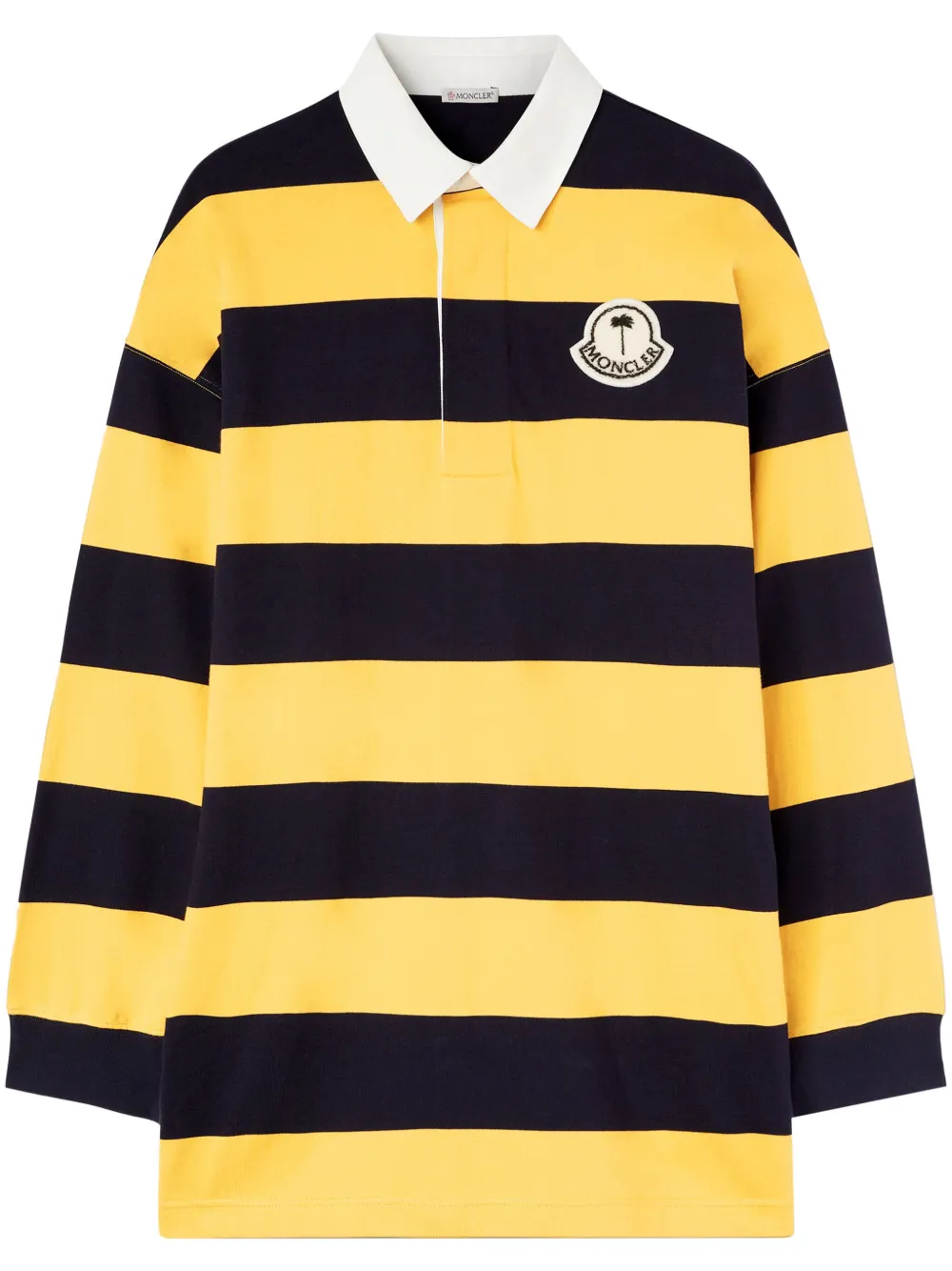 Palm Angels Polo a righe con applicazione x Moncler - Giallo