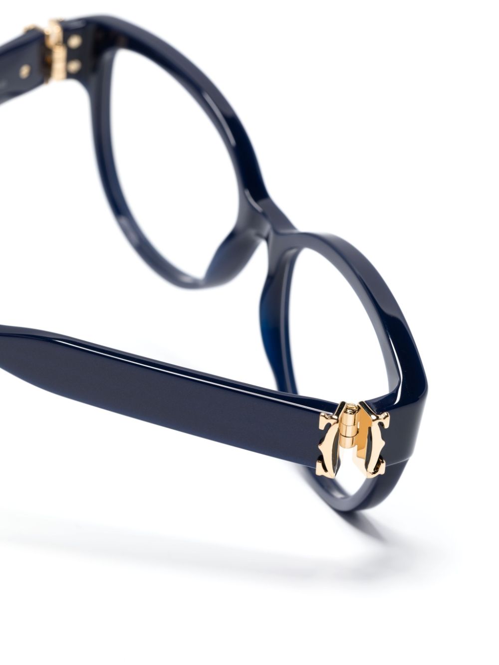 Shop Cartier Logo-plaque Acetate Glasses In Blau