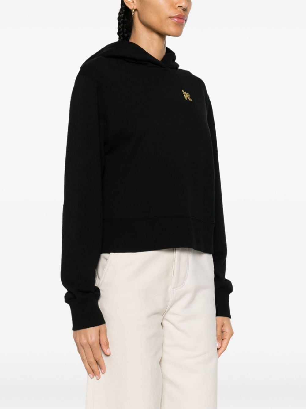 Shop Palm Angels Dragon-monogram Cotton Hoodie In Black