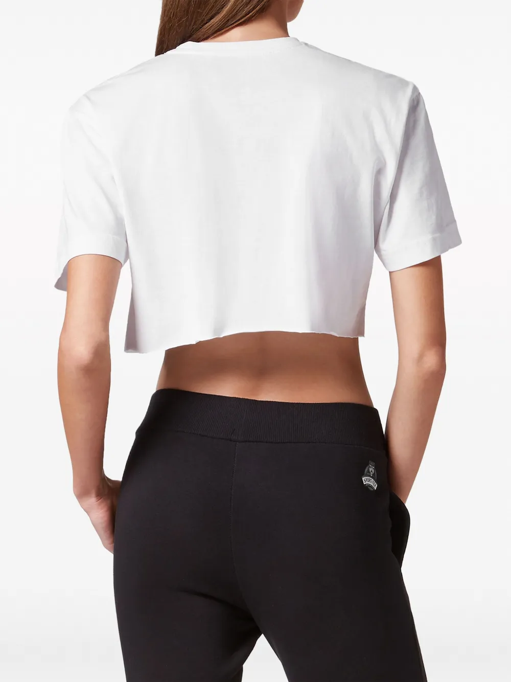 Shop Plein Sport Logo-print Cotton Cropped T-shirt In White