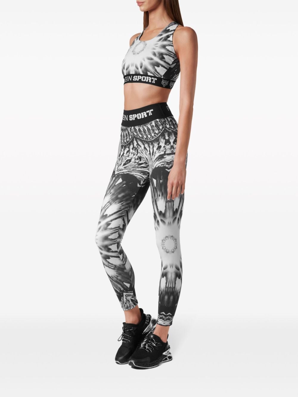 Plein Sport abstract-print skinny leggings - Zwart