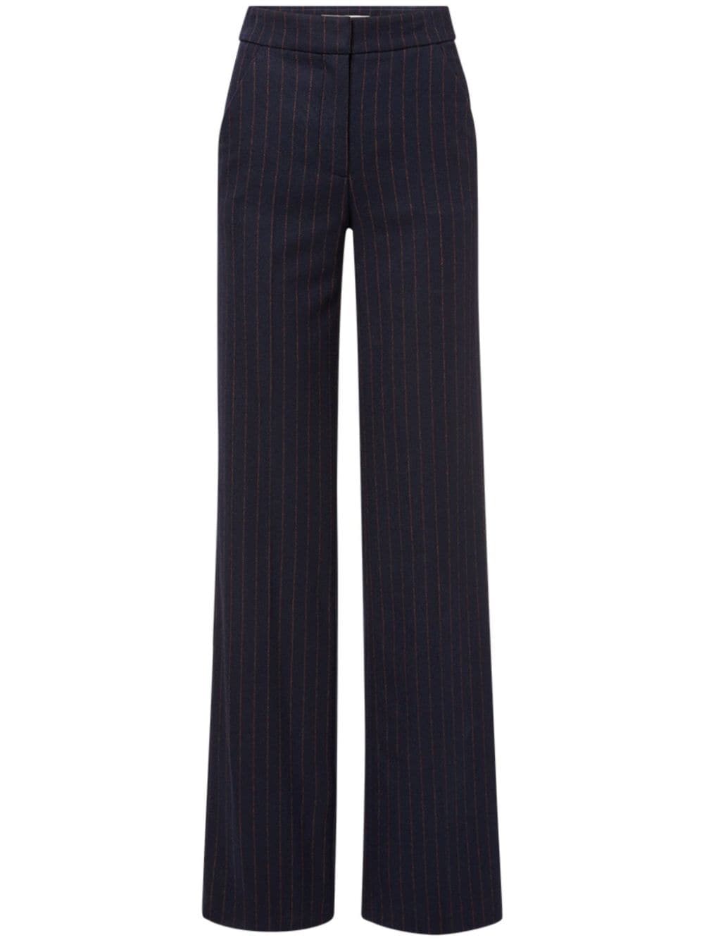 VERONICA BEARD TONELLI PINSTRIPED WIDE-LEG TROUSERS