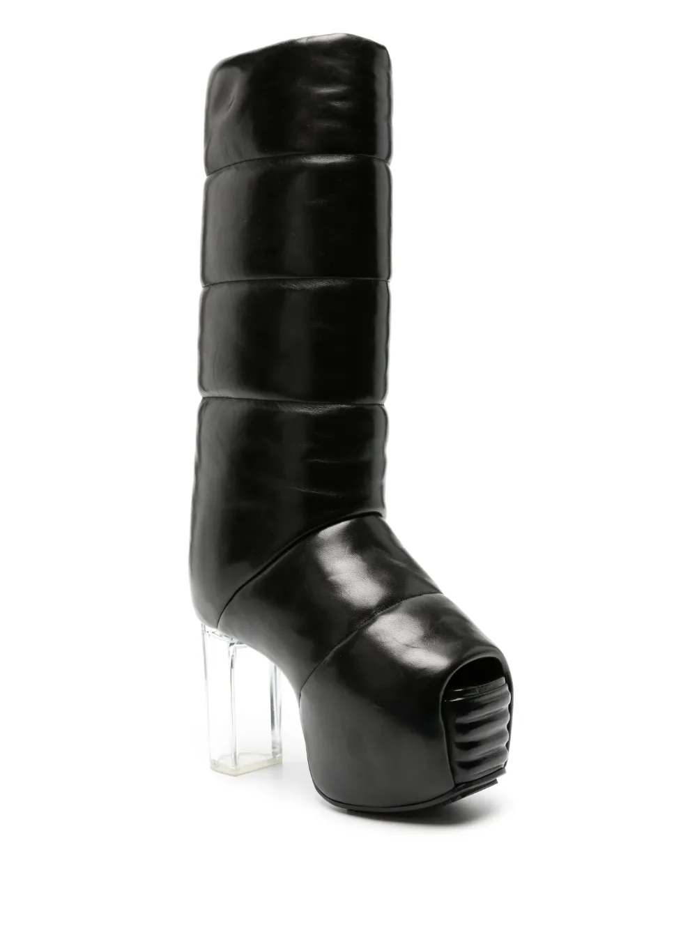 Rick Owens 120mm padded-design leather boots - Zwart