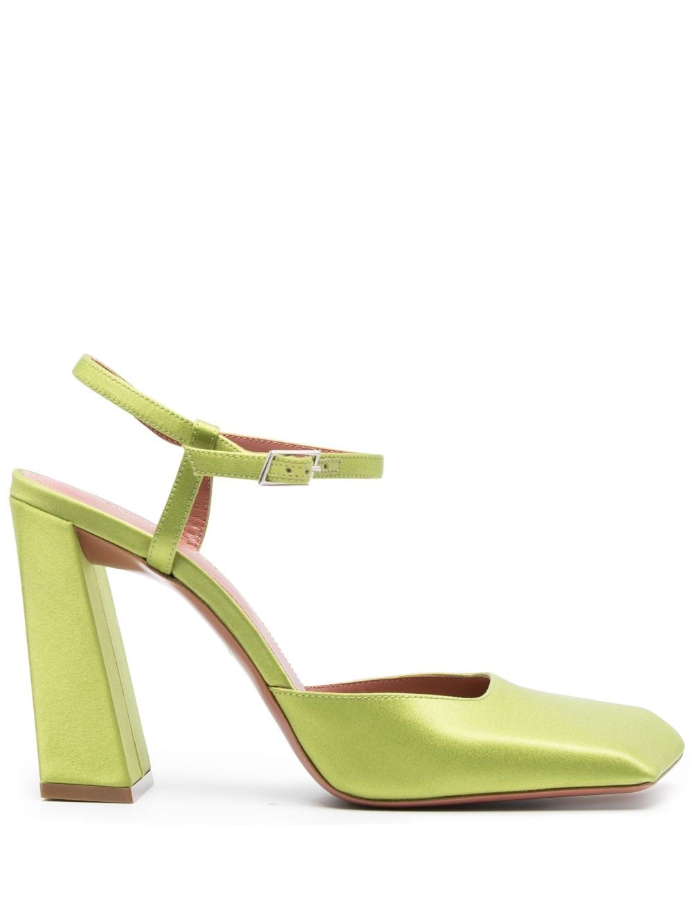 Amina Muaddi Charlotte 95mm Satin Pumps In Green