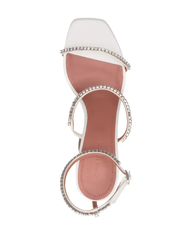 Amina Muaddi Gilda 95mm Crystal Leather Sandals Farfetch
