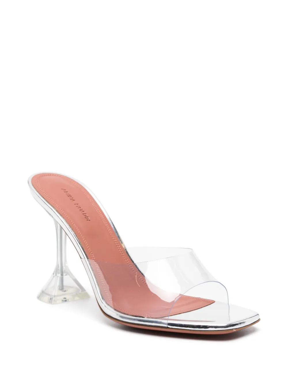 Shop Amina Muaddi Lupita Glass 95mm Transparent Mules In Neutrals