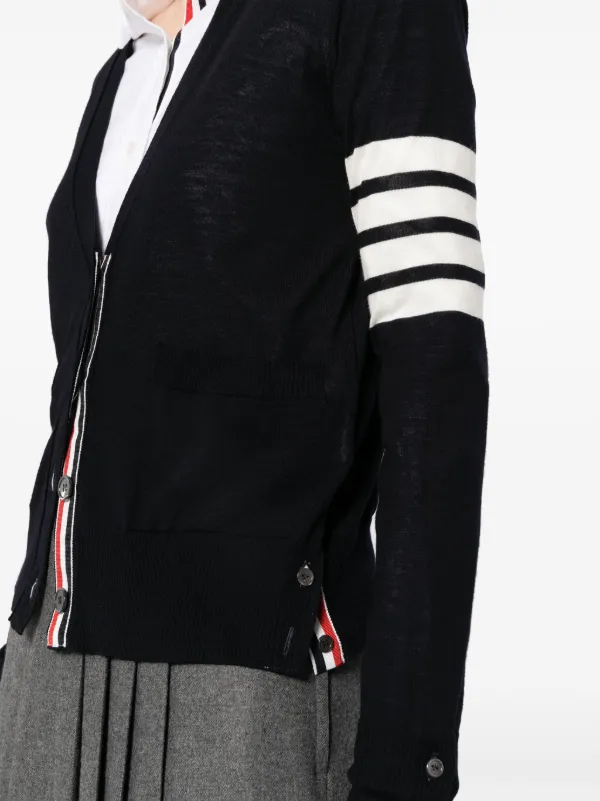 Thom Browne 4-Bar fine-knit Wool Cardigan Blue FARFETCH IN