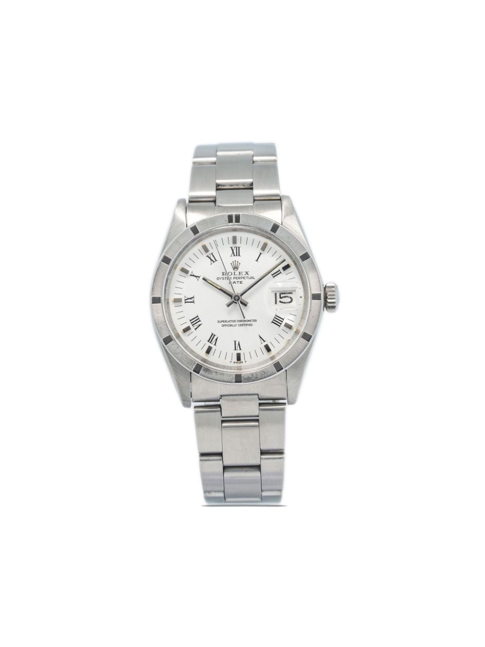 Pre-owned Rolex  Date 34mm In White