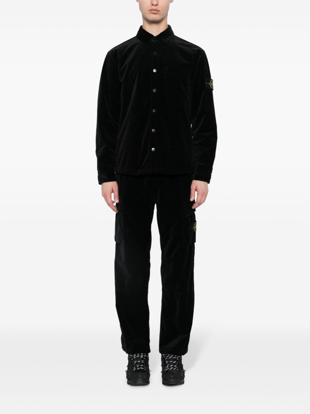 Stone Island Compass-motif cotton cargo trousers - Zwart