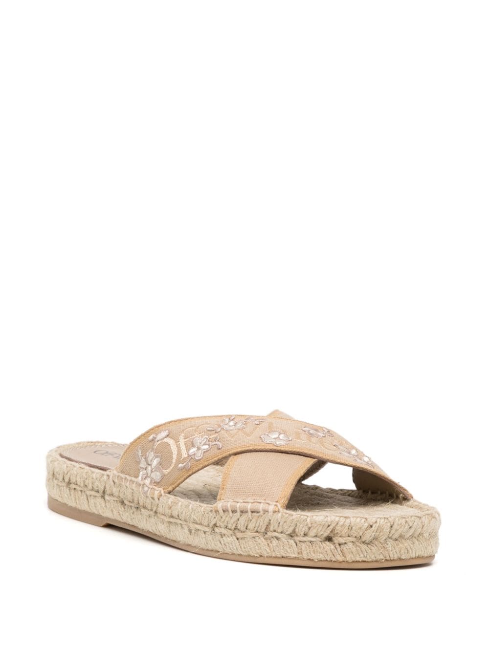 Shop Off-white Logo-embroidered Floral Slippers In Brown