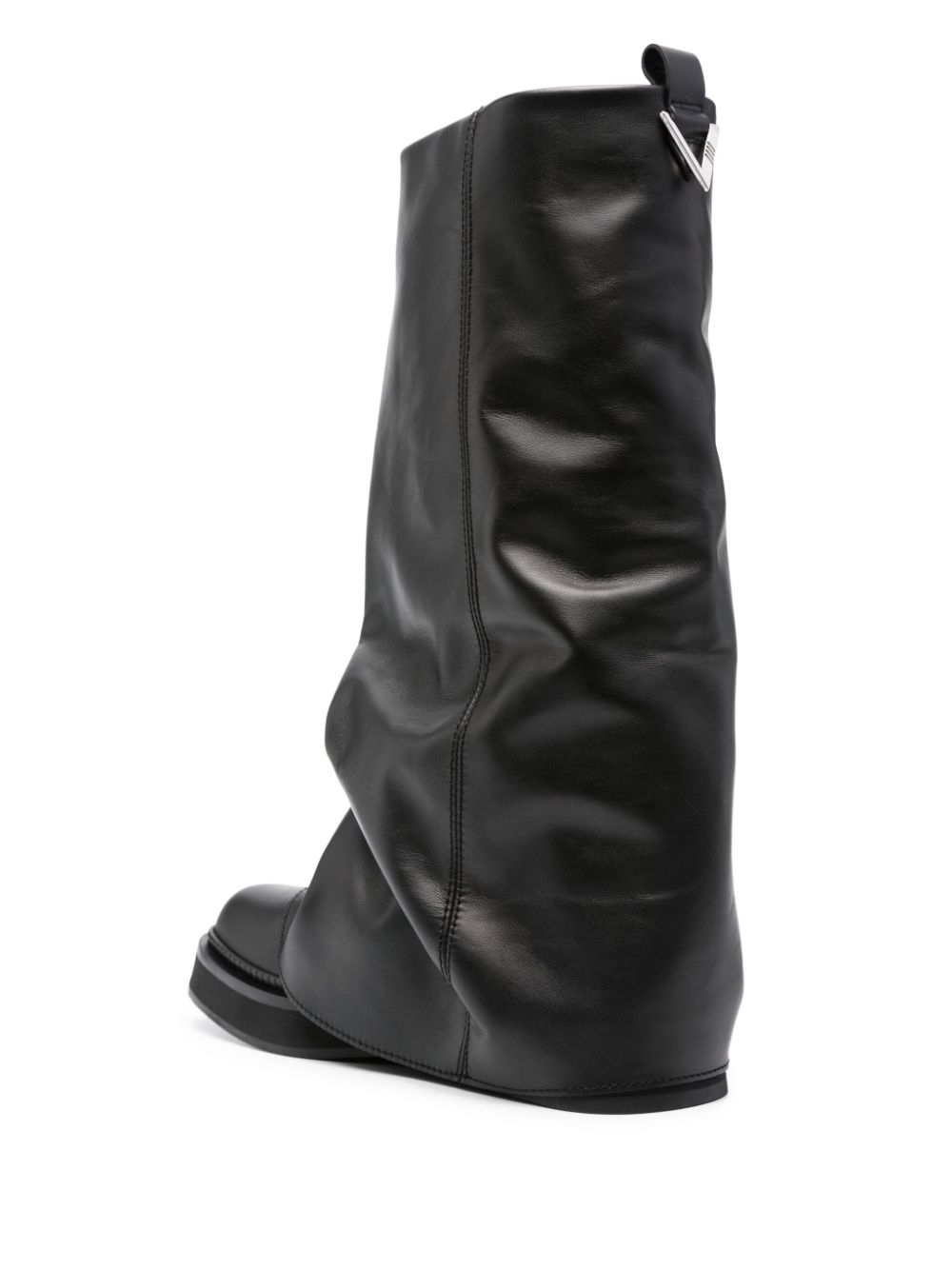 Shop Attico Robin Layered Leather Boots In Black