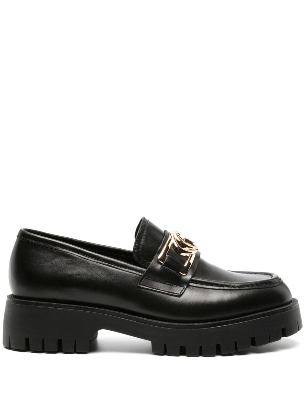 Guess Usa Ilary Logo-plaque Loafers In Black