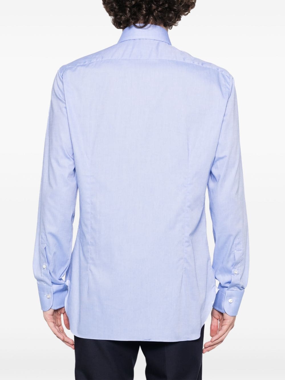 Shop Barba Long-sleeved Cotton Shirt In Blue