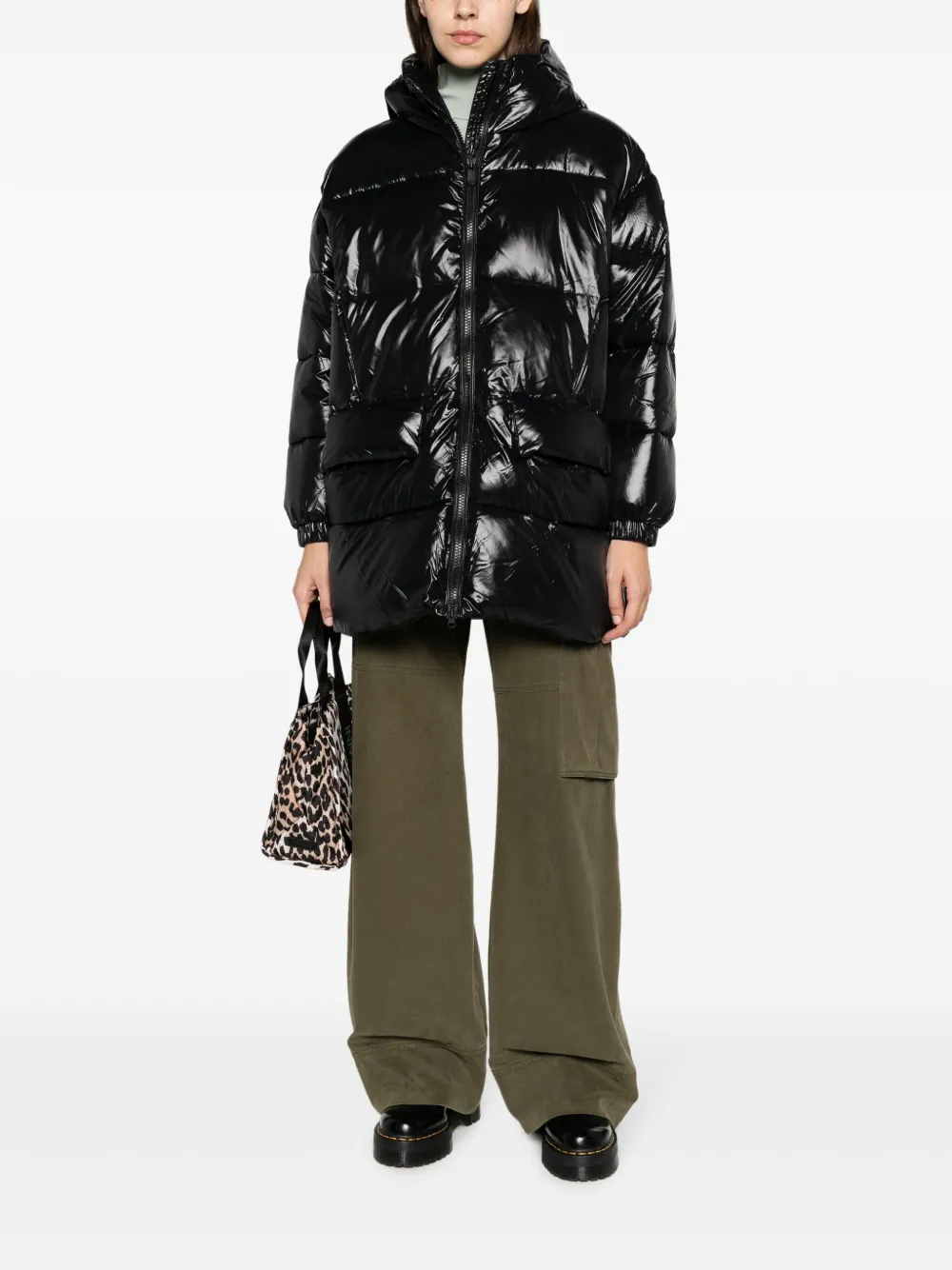 Save The Duck Kesha logo-patch padded coat - Zwart