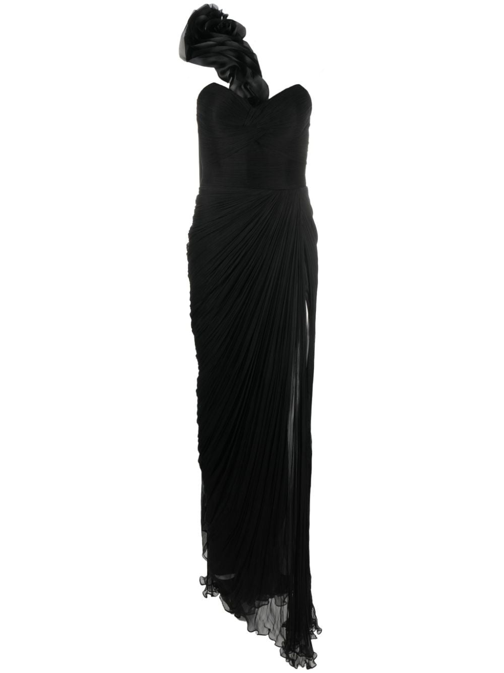 Shop Iris Serban Miranda Scarf-embellished Silk Gown In Black