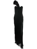 Iris Serban Miranda scarf-embellished silk gown - Black