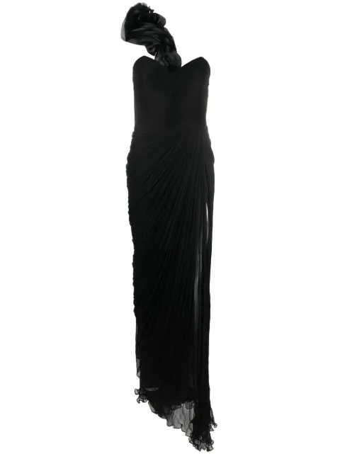 Iris Serban vestido de fiesta strapless con detalle de mascada