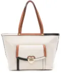Love Moschino logo-plaque canvas tote bag - Neutrals