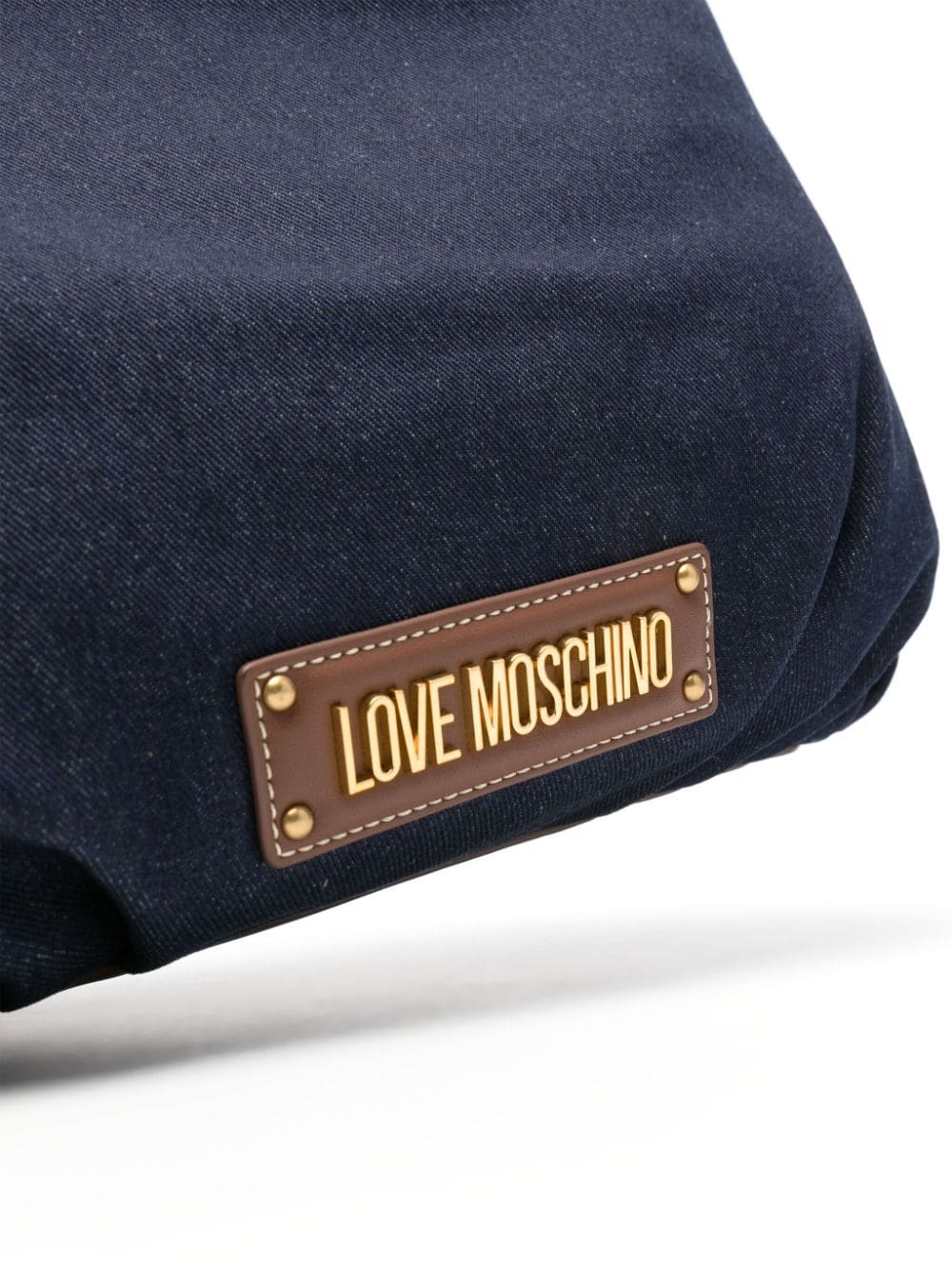 Shop Love Moschino Logo-lettering Denim Tote Bag In Blue