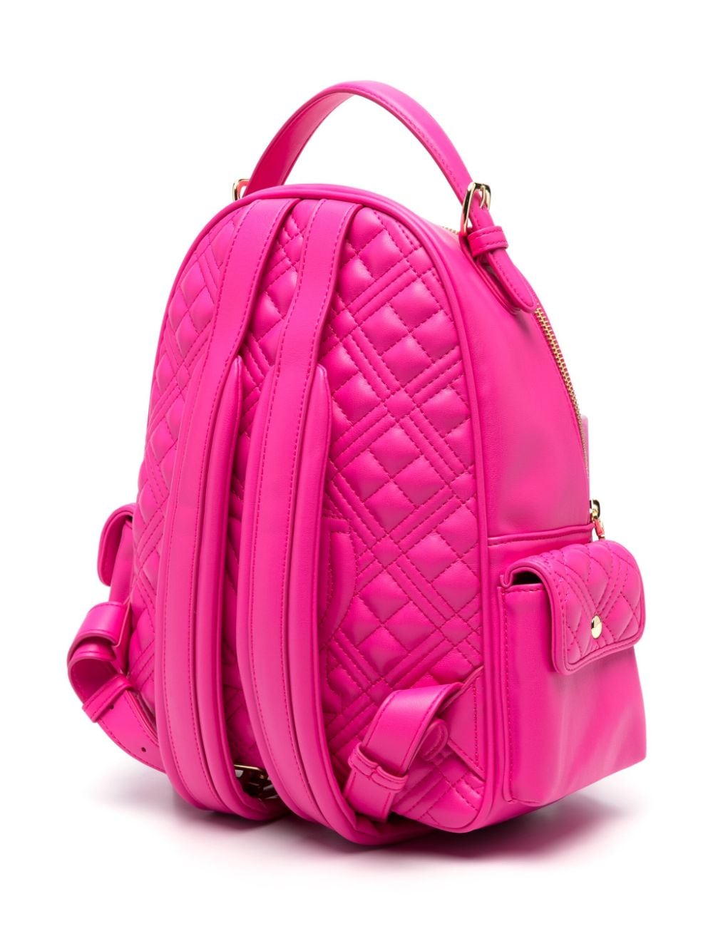 Shop Love Moschino Logo-lettering Quilted Backpack In Pink