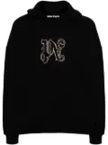 Palm Angels monogram-appliqu� cotton hoodie - Black