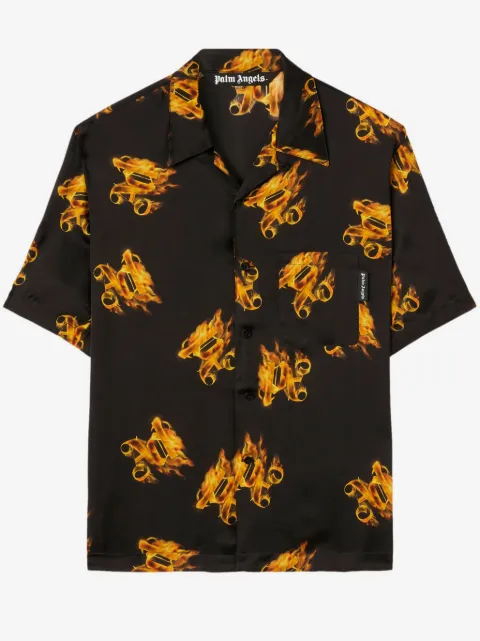 Palm Angels camisa Burning con monograma estampado